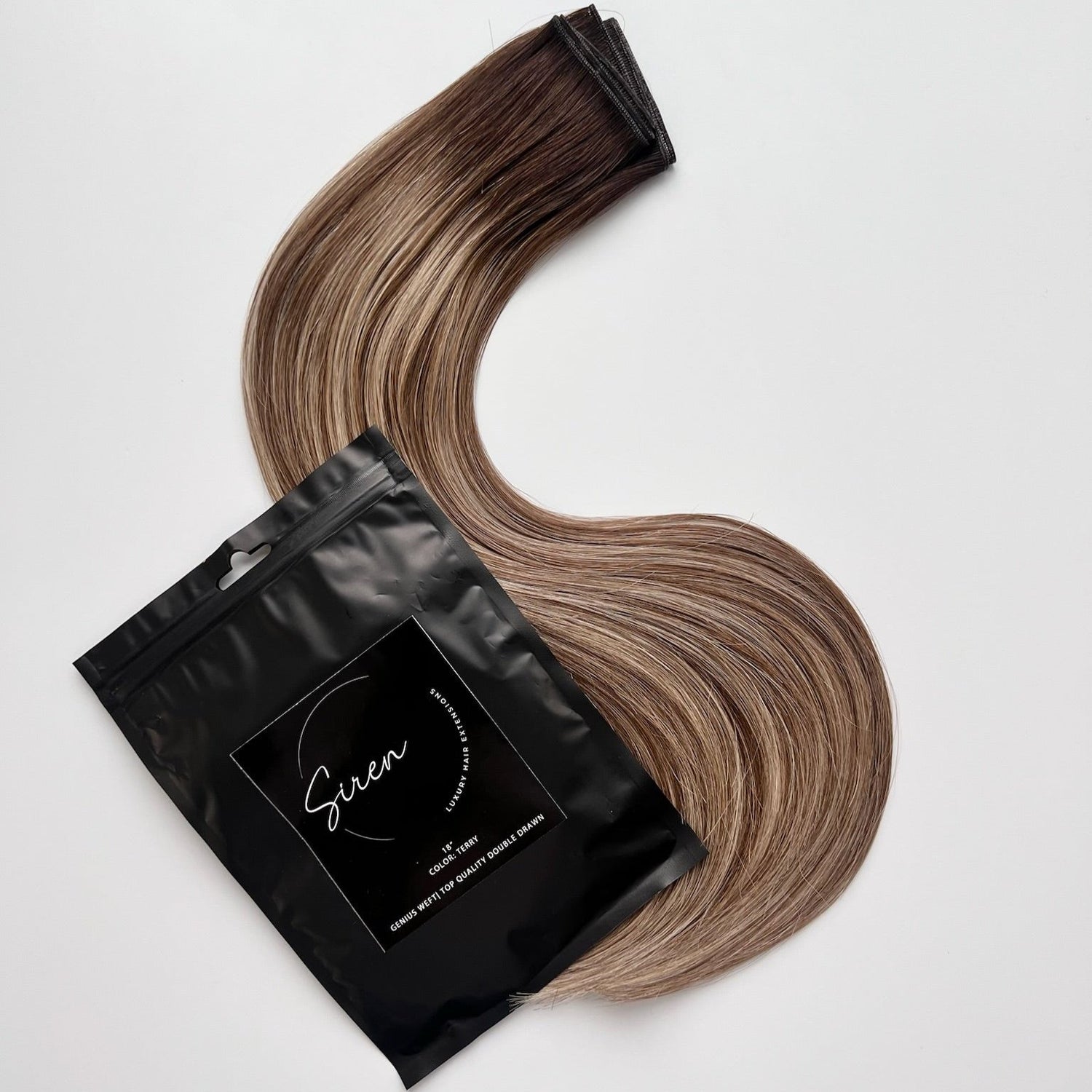 Terry color Siren Hair Extensions featuring a neutral Level 6 base with piano-keyed dimensional ends, including neutral Level 6 lowlights and Level 10 neutral/cool blonde highlights. Perfect for cooler blonde styles seeking added dimension.