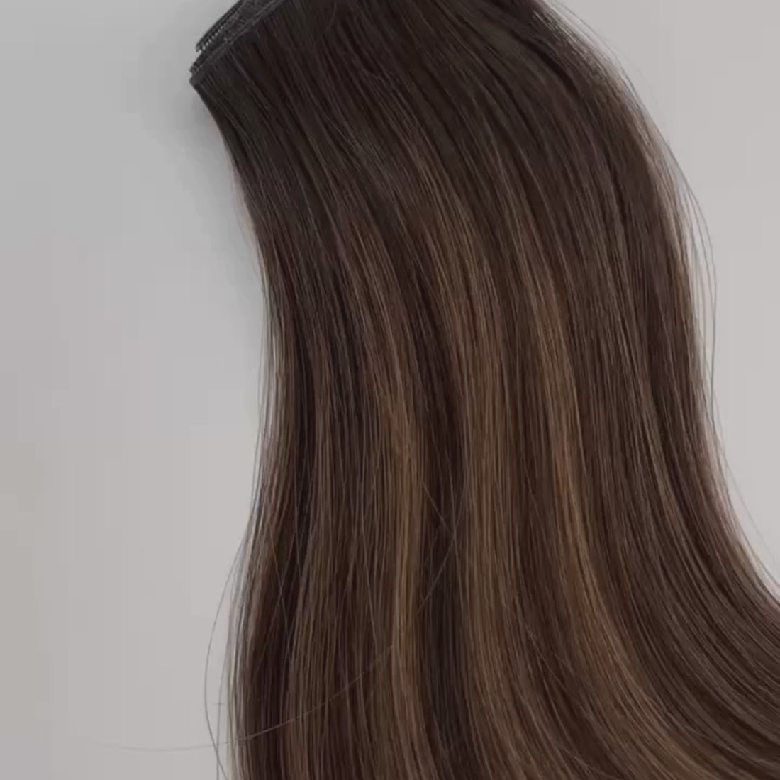 Becky color Siren Hair Extensions featuring a neutral Level 4 base with piano-keyed dimensional ends, including neutral Level 4 lowlights and Level 6 highlights. Ideal for natural-looking brunette styles.